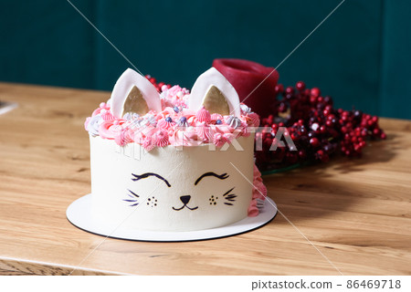 Beautiful cake in the shape of a cat Beautiful cake in the shape of a cat 86469718
