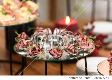 originally served carpaccio. Carpaccio is a dish of raw meat, thinly sliced or pounded thin and served mainly as an appetizer. originally served carpaccio. Carpaccio is a dish of raw meat, thinly sliced or pounded thin and served mainly as an appetizer. 86469734
