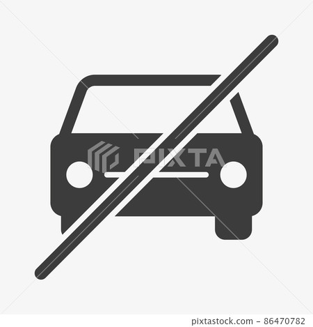 Crossed car icon. No vehicles allowed sign Crossed car icon. No vehicles allowed sign 86470782