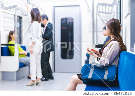 School girls who go to school by train 86471056