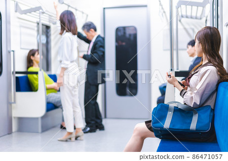 School girls who go to school by train 86471057