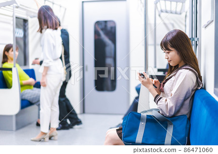 School girls who go to school by train School girls who go to school by train 86471060