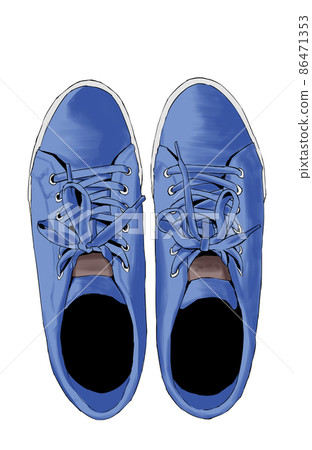 Illustration of blue sneakers seen from above Colorful 86471353