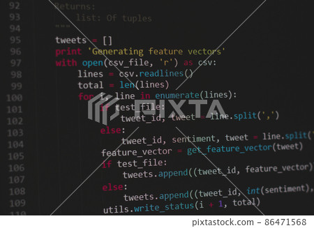 Software or Programing Code Display Close Up. Use for Tech