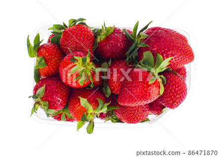 Fresh sweet red strawberries in plastic container. 86471870