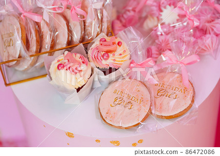 candy bar for the girl's birthday party. pink decor. 86472086