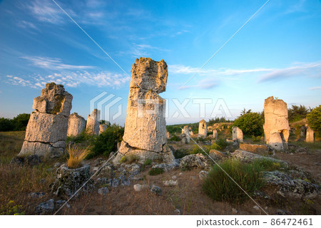 The Stone Desert Pobiti Kamani - fabulous rock phenomenon in Varna Province, Bulgaria - tourist destination 86472461