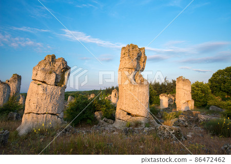 The Stone Desert Pobiti Kamani - fabulous rock phenomenon in Varna Province, Bulgaria - tourist destination 86472462