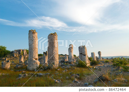 The Stone Desert Pobiti Kamani - fabulous rock phenomenon in Varna Province, Bulgaria - tourist destination 86472464