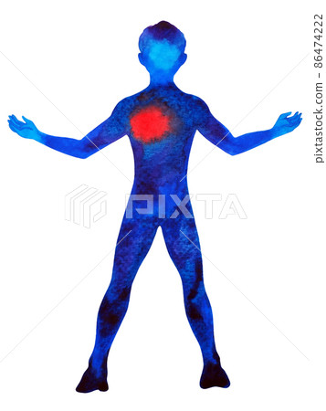 human standing hand up pose, abstract body watercolor painting hand drawing illustration design 86474222
