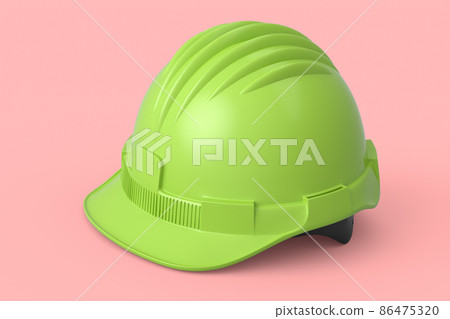 Green safety helmet or hard cap isolated on pink background Green safety helmet or hard cap isolated on pink background 86475320