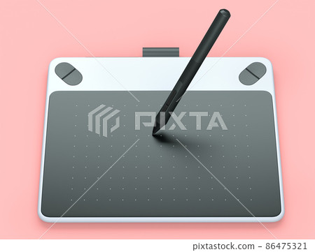 White graphic tablet pen for illustrators, designers and photographers on pink White graphic tablet pen for illustrators, designers and photographers on pink 86475321
