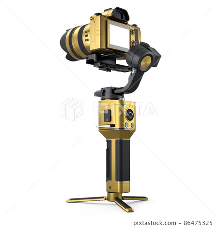 3-axis gimbal stabilization system with nonexistent mirrorless camera isolated 86475325