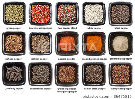 set of black bowls with various peppers with names set of black bowls with various peppers with names 86475815