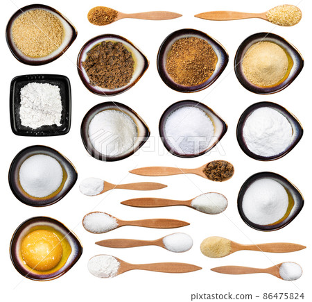 set of various sugars and sweeteners isolated set of various sugars and sweeteners isolated 86475824