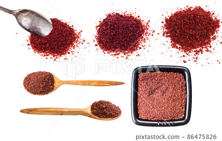 set of various ground sumac isolated on white 86475826