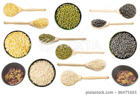 set of various maash beans isolated on white 86475883