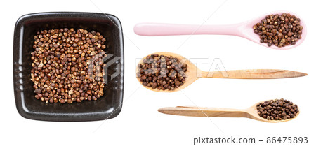 set of various grains of paradise peppers isolated 86475893