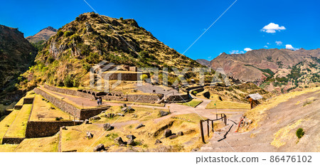 Inca ruins at Pisac in Peru Inca ruins at Pisac in Peru 86476102