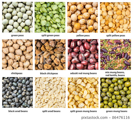 background - various peas with names close up 86476116