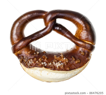 top view of bretzel with salt crystals isolated top view of bretzel with salt crystals isolated 86476205