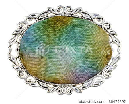 silver brooch with batik hand-painted silk insert 86476292