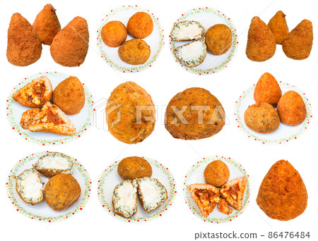 set of various sicilian rice balls arancini set of various sicilian rice balls arancini 86476484
