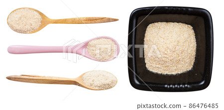 set of various ground asafetida isolated on white set of various ground asafetida isolated on white 86476485