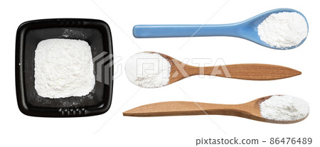 set of various baking powder isolated on white set of various baking powder isolated on white 86476489