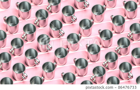 metallic cups on a pink background. 86476733