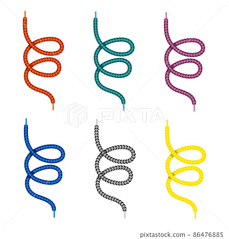 Set of Colored Shoelace Isolated on White Background Set of Colored Shoelace Isolated on White Background 86476885