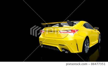 yellow sports car with carbon fiber inserts. 86477351