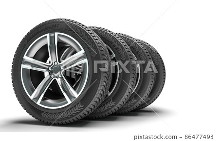 winter tires on the white background. 86477493