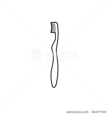 Toothbrush line icon. Flat style vector EPS. - Stock Illustration ...