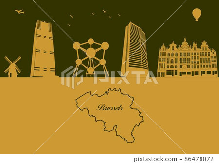 Brussels city skyline silhouette 86478072