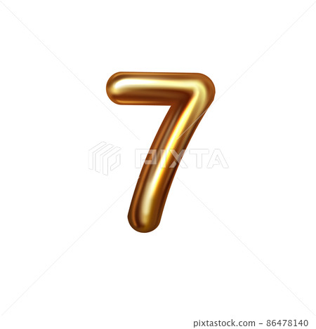 3d golden embossed number seven on white background. 3d golden embossed number seven on white background. 86478140
