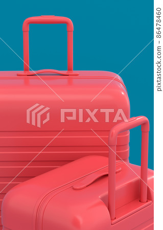 Colorful suitcase or baggage on blue background. 3D render of summer vacation concept and holidays Colorful suitcase or baggage on blue background. 3D render of summer vacation concept and holidays 86478460