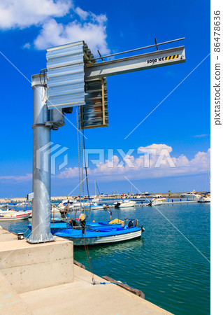 Loading equipment in port in Pomorie, Bulgaria 86478636