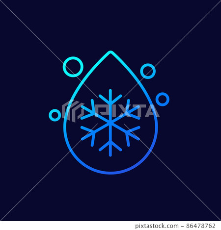 coolant drop line icon with a snowflake coolant drop line icon with a snowflake 86478762