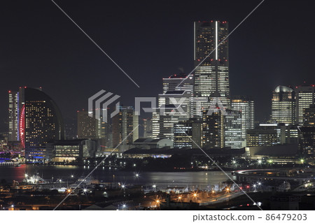 Yokohama Minato Mirai 21 (Night view) seen from Shinkoyasu Yokohama Minato Mirai 21 (Night view) seen from Shinkoyasu 86479203