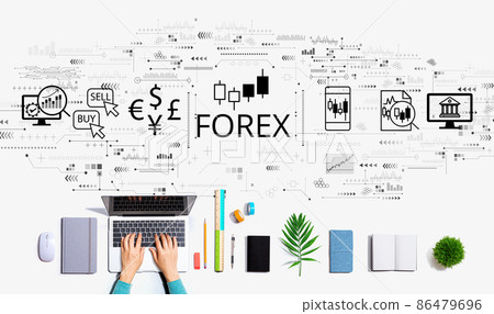 Forex trading concept with person using a laptop Forex trading concept with person using a laptop 86479696