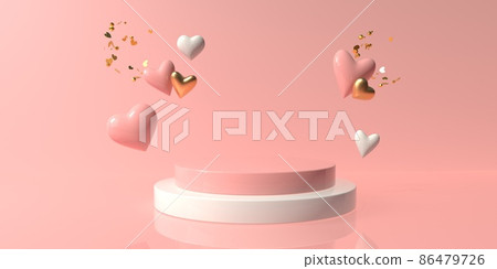 Hearts with podium - Appreciation and love theme - 3D 86479726
