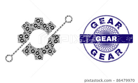Smart Gear Recursion Collage of Smart Gear Items and Scratched Gear Round Guilloche Seal Smart Gear Recursion Collage of Smart Gear Items and Scratched Gear Round Guilloche Seal 86479970