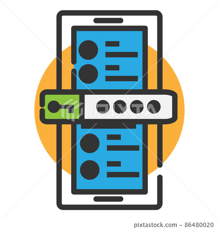 Icon of authentication on the phone. Password input field 86480020