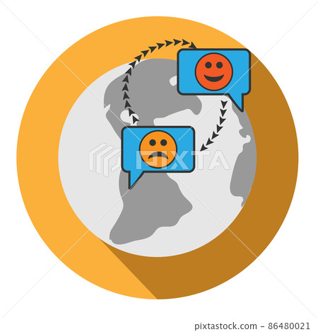 Talk icon with the help of the Internet on different continents, mobile, communication, information exchange, news, joyful and sad 86480021