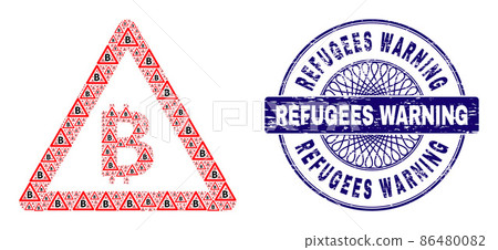 Bitcoin Warning Recursion Composition of Bitcoin Warning Icons and Scratched Refugees Warning Round Guilloche Stamp Bitcoin Warning Recursion Composition of Bitcoin Warning Icons and Scratched Refugees Warning Round Guilloche Stamp 86480082