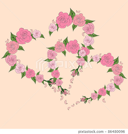 Two hearts from roses, outlines of roses, wedding, love 86480096