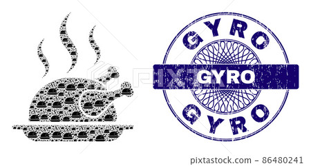 Fried Chicken Aroma Recursion Mosaic of Fried Chicken Aroma Items and Distress Gyro Round Guilloche Seal Fried Chicken Aroma Recursion Mosaic of Fried Chicken Aroma Items and Distress Gyro Round Guilloche Seal 86480241