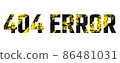 Grunge shabby inscription 404 error, danger flat style vector illustration, isolated on white. 86481031
