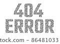 inscription 404 error from covid-19 word pattern design flat style vector illustration. isolated on white. 86481033